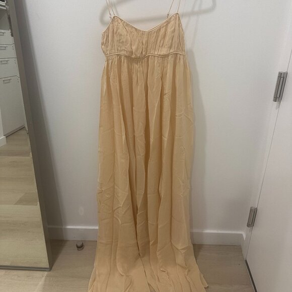 Ruched Chiffon Dress, SAME, Gold - Picture 2 of 3